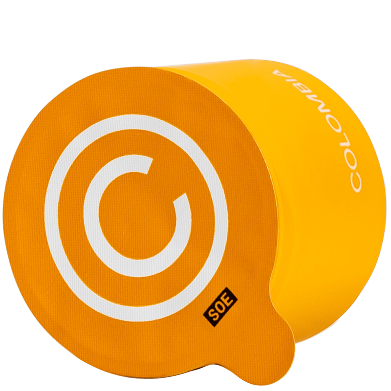 Moins Coffee Cube Colombie Origine Unique avec emballage jaune ocre