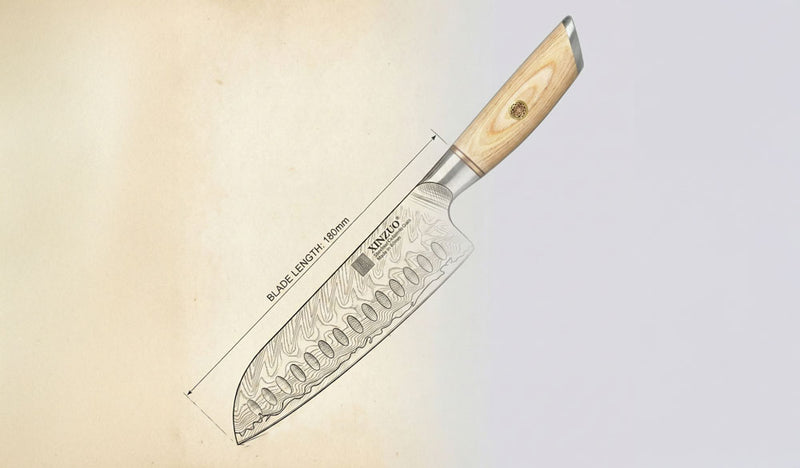 Schéma d'un couteau Santoku